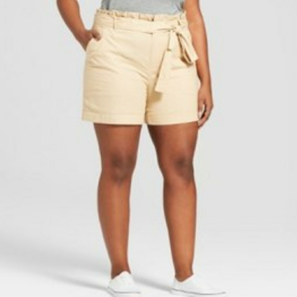 Ava Viv Women's Beige High Rise Midi Stretch